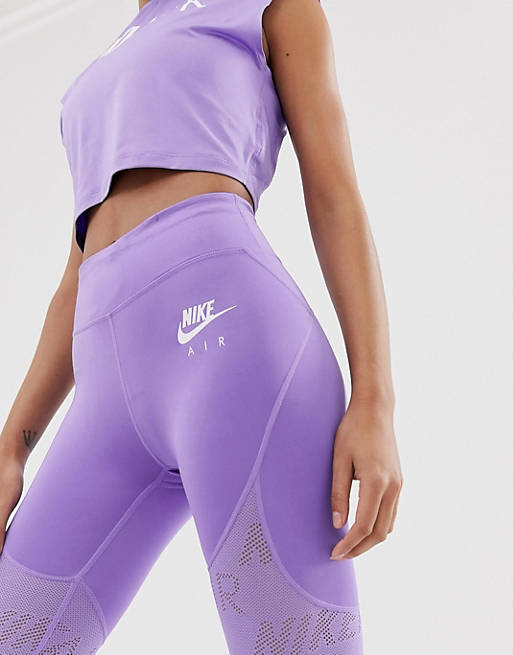 arena autobús cebolla Leggings para correr violeta con paneles de malla Air de Nike | ASOS
