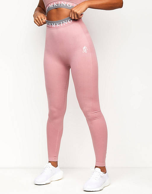 Mujer Leggings | Leggings rosa jaspeado sin costuras de Gym King - WF70760