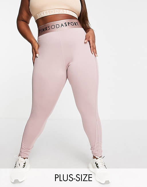 Mujer Leggings | Leggings rosas con diseño contorneado moldeador de Pink Soda Sport Plus - OU15513