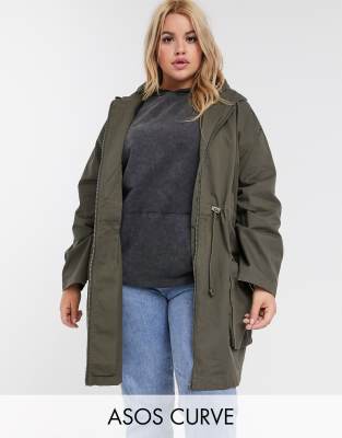 Легкая парка цвета хаки ASOS DESIGN Curve-Зеленый
