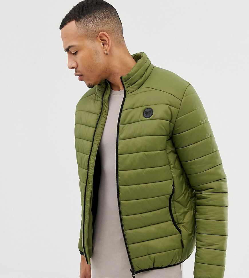 фото Легкая стеганая дутая куртка с воротником-стойкой d-struct tall-зеленый