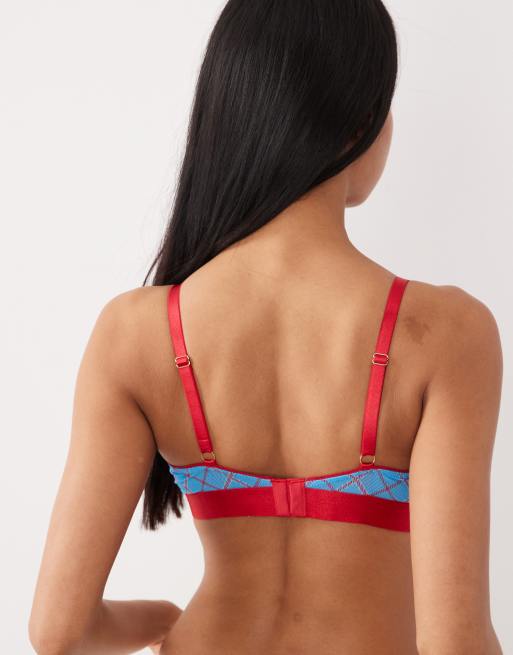 Lemonade Dolls - Brassière en tulle stretch à carreaux - Turquoise et rouge, 3 de 4