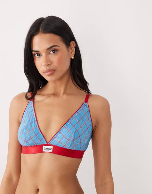 Lemonade Dolls - Brassière en tulle stretch à carreaux - Turquoise et rouge, 4 de 4