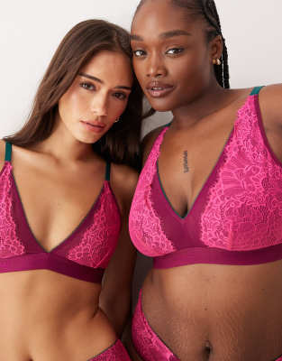 Lemonade Dolls - Fuller Bust - Synergy - Bustier aus Spitze und Mesh in Burgunderrot und Rosa-Bunt