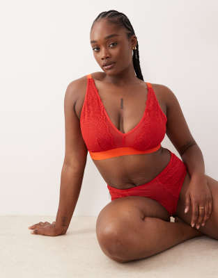 Lemonade Dolls - Fuller Bust - Synergy - Bustier aus Spitze und Netzstoff in Goji-Beerenrot