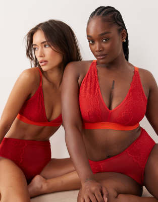 Lemonade Dolls Fuller Bust Synergy Lace And Mesh Bralette In Red