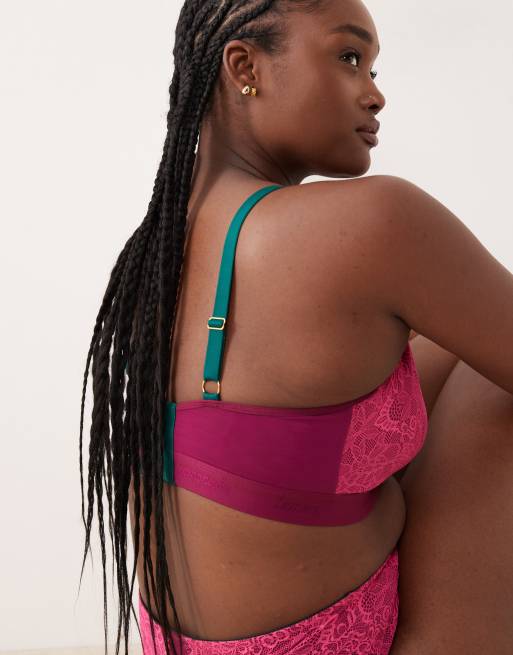 Lemonade Dolls – Fylligare Byst – Synergy – Vinröd och rosa bralette i mesh och spets, 4 av 4