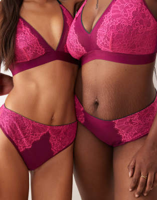 Lemonade Dolls High Waist Lace And Mesh Brief In Brown