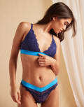 [Lemonade Dolls] Lemonade Dolls Signature lace bralet in navy and turquoise-Multi 14A-D MULTI