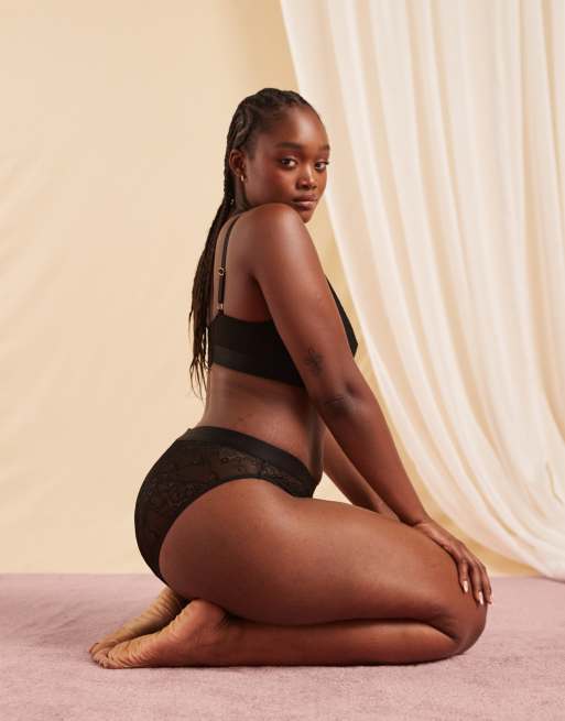 Lemonade Dolls Signature lace mid rise briefs in black