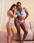 [Lemonade Dolls] Lemonade Dolls Signature lace mid rise briefs in blue and lilac-Multi 6 MULTI