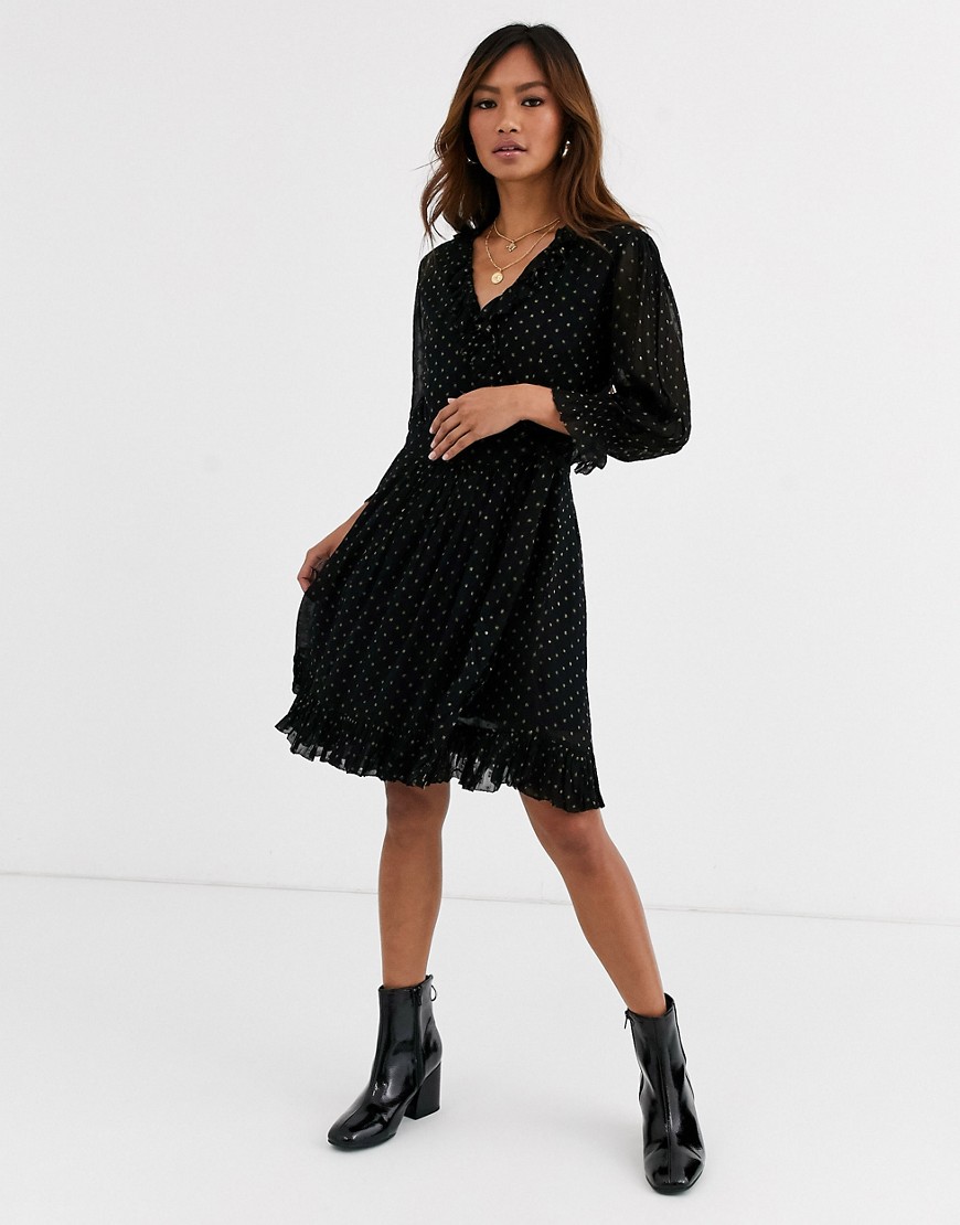 Leon & Harper - Rustica - Jacquard mini-jurk met stippen-Zwart