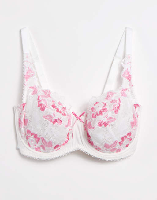 Lepel – Fiore – Vollschalen-BH in Elfenbein und Rot/Rosa