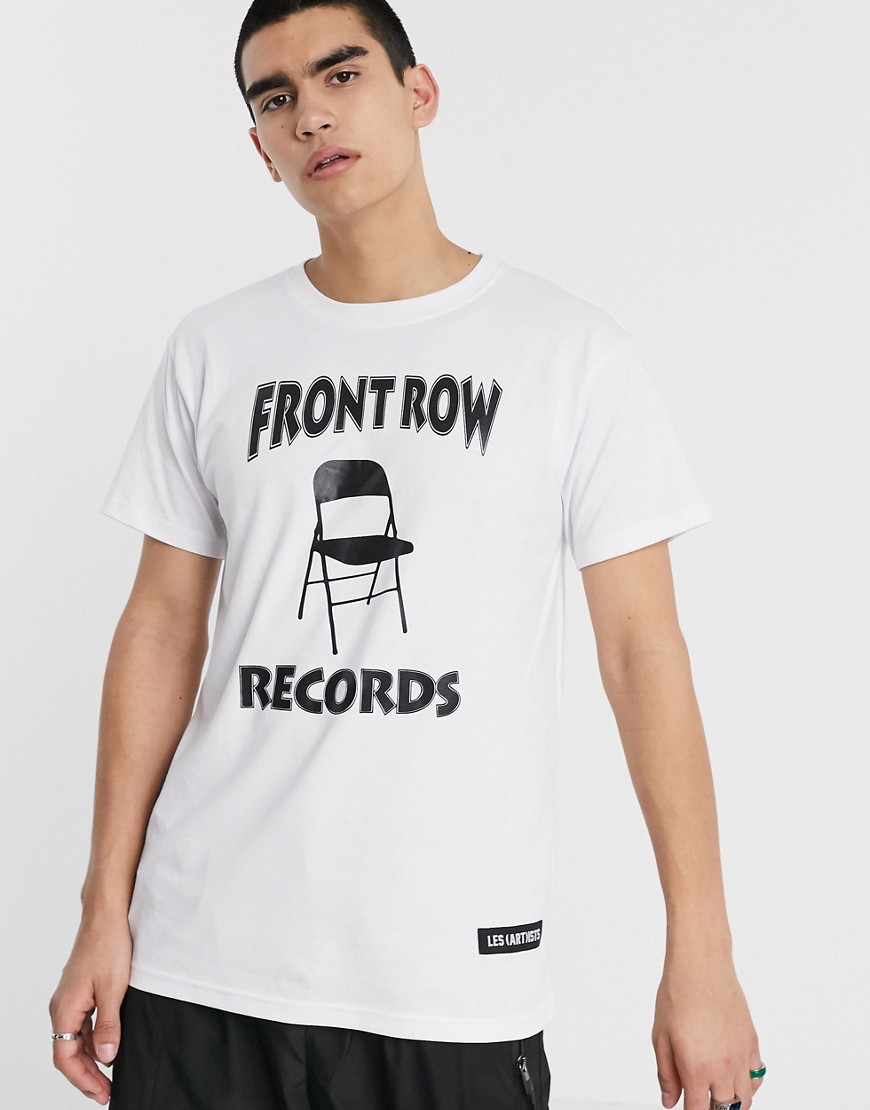 Les (Art)ists - Hvid t-shirt med Row Records-print foran