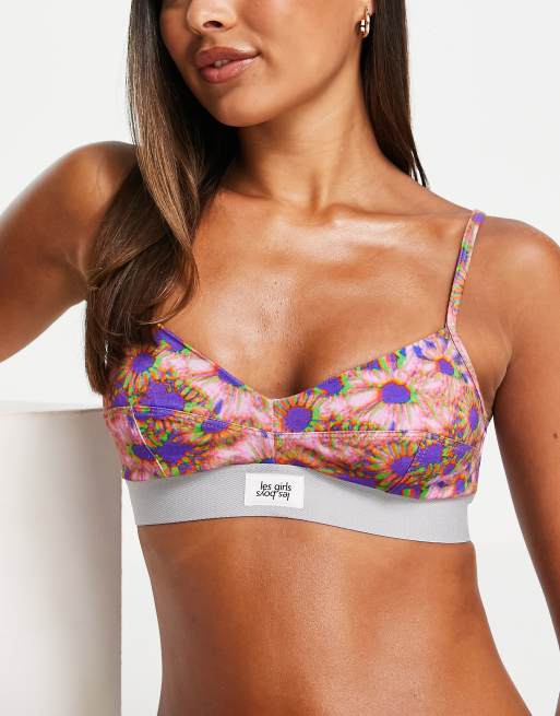Les Girls Les Boys - Brassière griffée ultra confortable à motif floral brumeux