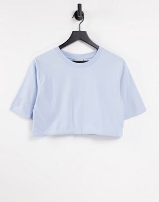 Les Girls Les Boys cropped jersey tee with drawstring detail in blue