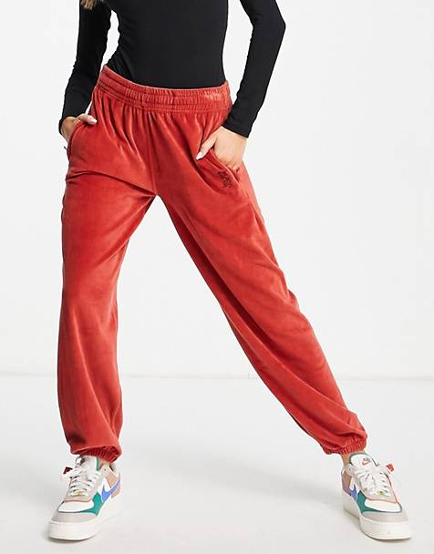 Joggers ampi in velour color terracotta Asos Donna Abbigliamento Pantaloni e jeans Pantaloni Joggers 