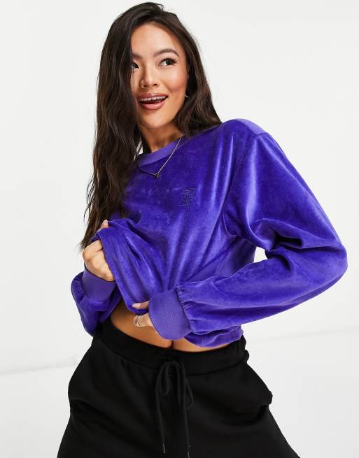 Les Girls Les Boys – Kobaltowa welurowa bluza