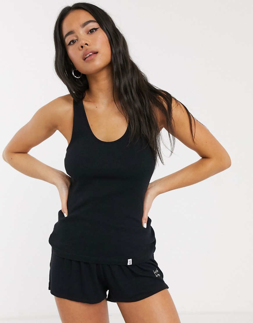 Les Girls Les Boys ribbed jersey shorts with embroidered logo in black