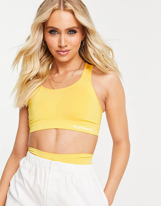 Les Girls Les Boys seamless sporty crop bralette in yellow