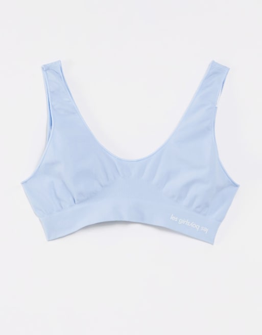 Les Girls Les Boys - Semi-gennemsigtig crop-bralette i blå