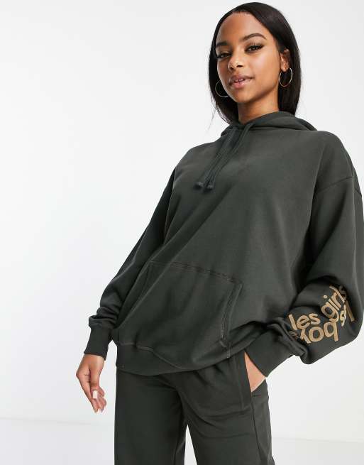Les Girls Les Boys - Sweat à capuche oversize - Kaki foncé