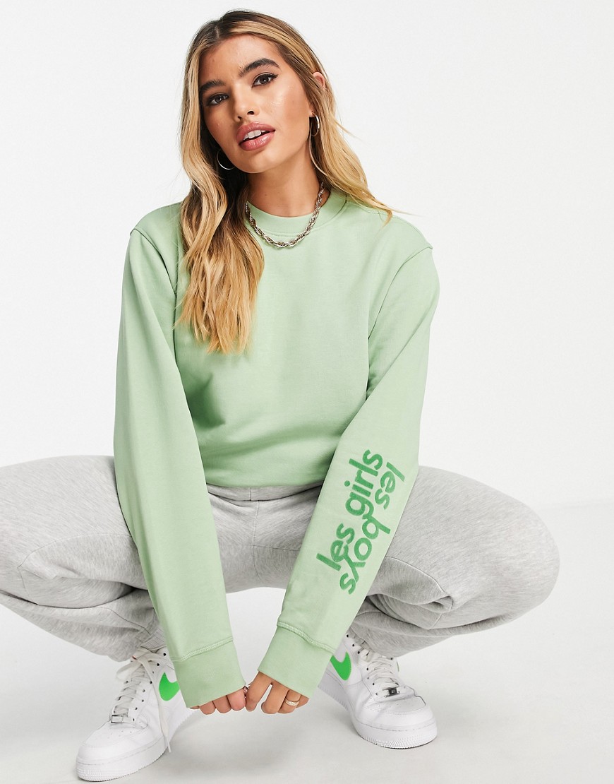 Les Girls Les Boys Sweatshirt In Light Sage-green