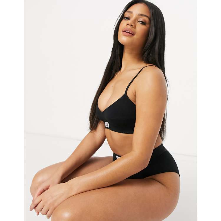 Les Girls Les Boys ultimate comfort cotton logo bralette in black