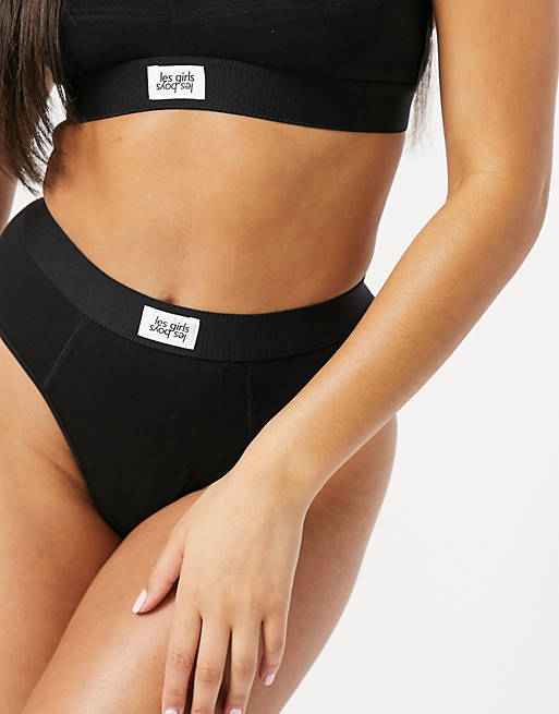 Les Girls Les Boys ultimate comfort cotton logo high waist knickers in black