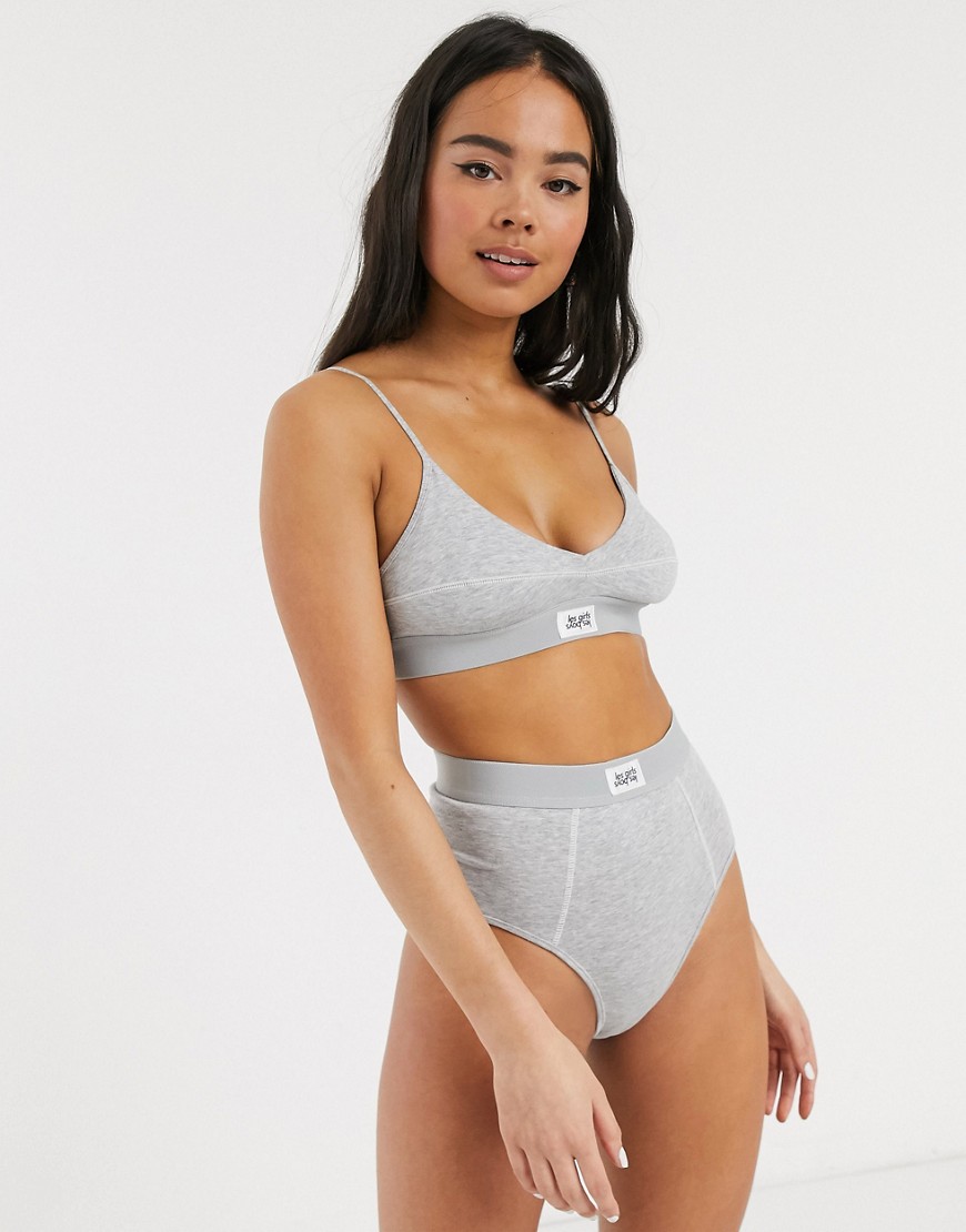 Les Girls Les Boys ultimate comfort patch logo high waist briefs in gray-Grey