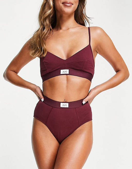 Les Girls Les Boys ultimate comfort patch logo high waist knickers in burgundy