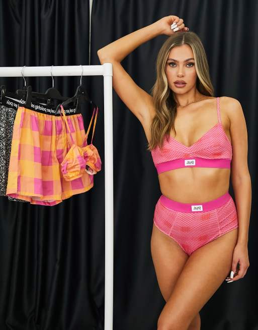 Les Girls Les Boys – Ultimate Comfort – Rosa, geometriskt mönstrade trosor med hög midja