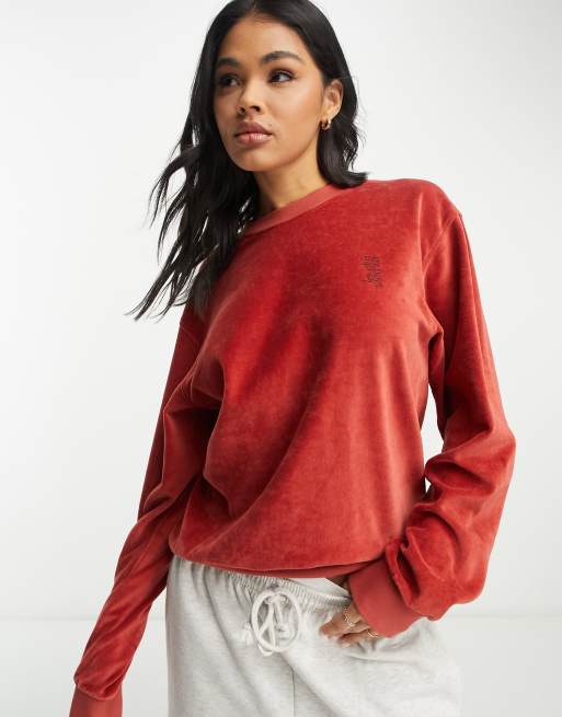 Les Girls Les Boys velour sweatshirt in terracotta ASOS