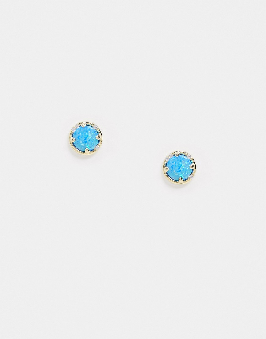 Lesa Michelle Blue and Gold Embellished Stud Earrings