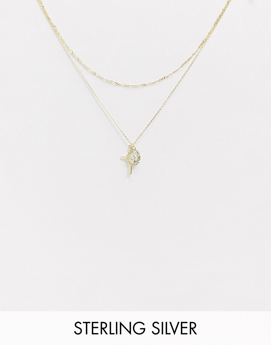 Lesa Michelle Gold Cross and Pendant Multi Layer Necklace