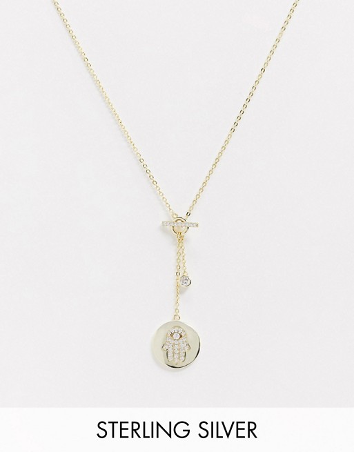 Lesa Michelle Hamsa Hand Gold Pendant Necklace