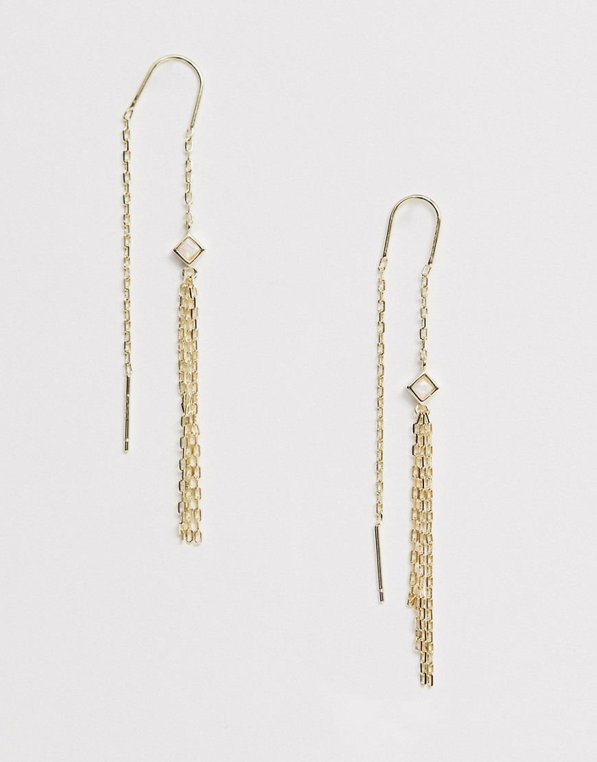 Lesa Michelle Opal Tassel Threader Earrings-Gold