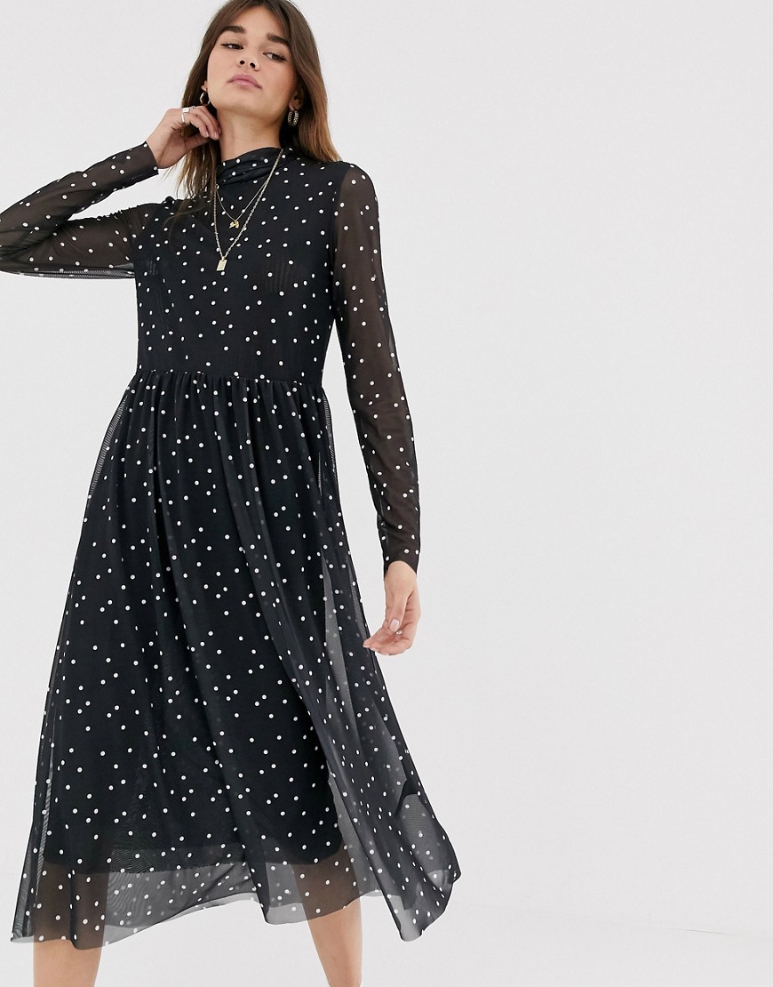 Levete Room - Midi-jurk met stippen-Zwart