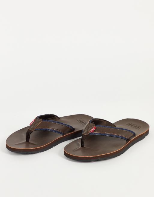 Levi jurupa flip flops in brown | ASOS