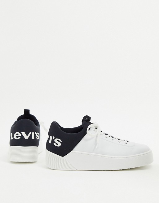 Levi mullets logo lace up trainers in white
