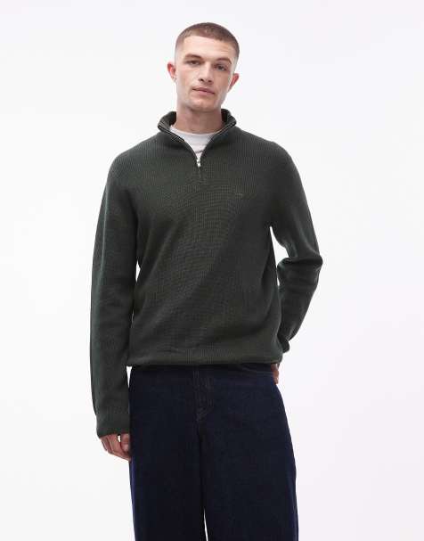 Levi's 1/4 zip knitted jumper in dark green - view 1