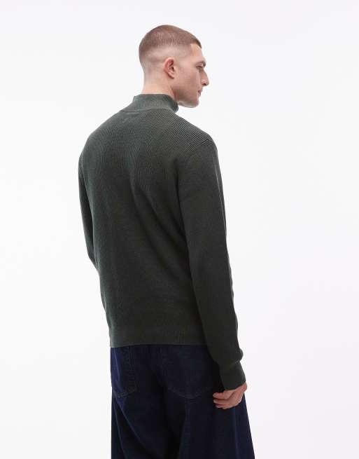 Levi's 1/4 zip knitted jumper in dark green, 4 of 5