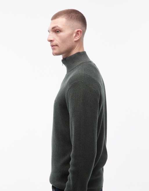 Levi's 1/4 zip knitted jumper in dark green, 5 of 5