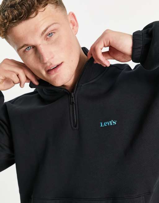 Levi's 1/4 zip logo sweatshirt in black | ASOS