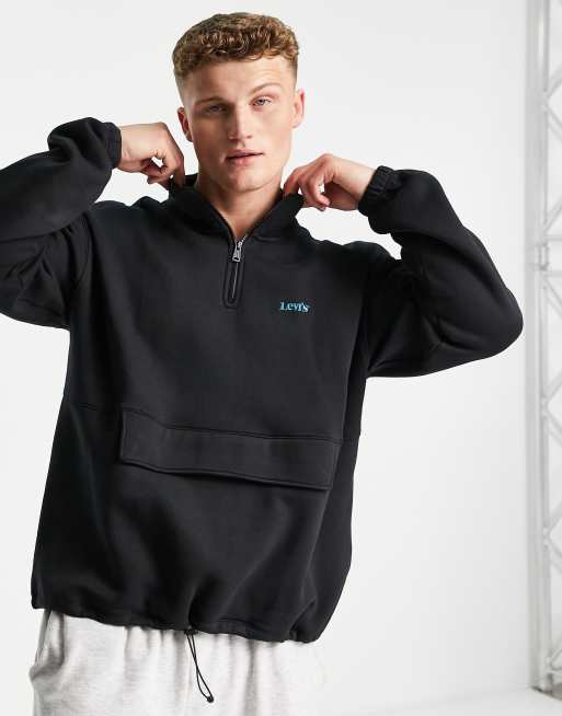 Levi's 1/4 zip logo sweatshirt in black | ASOS