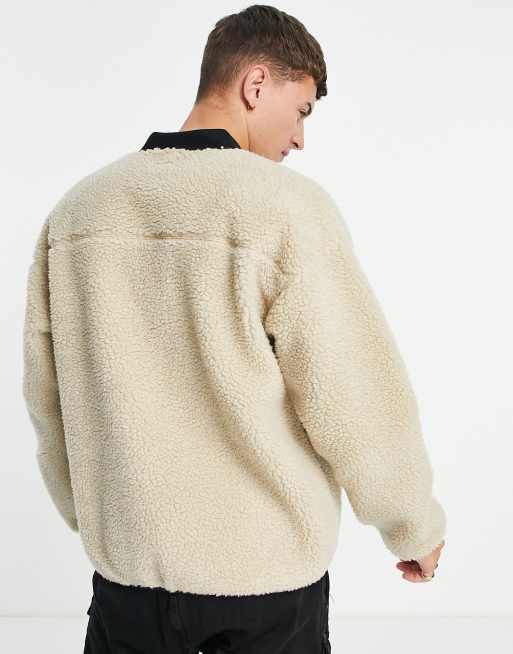 Levi's 1/4 zip sherpa sweatshirt in sahara khaki beige | ASOS