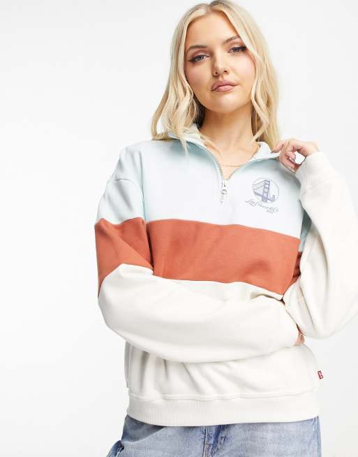 La hearts colorblock half hotsell zip sweatshirt