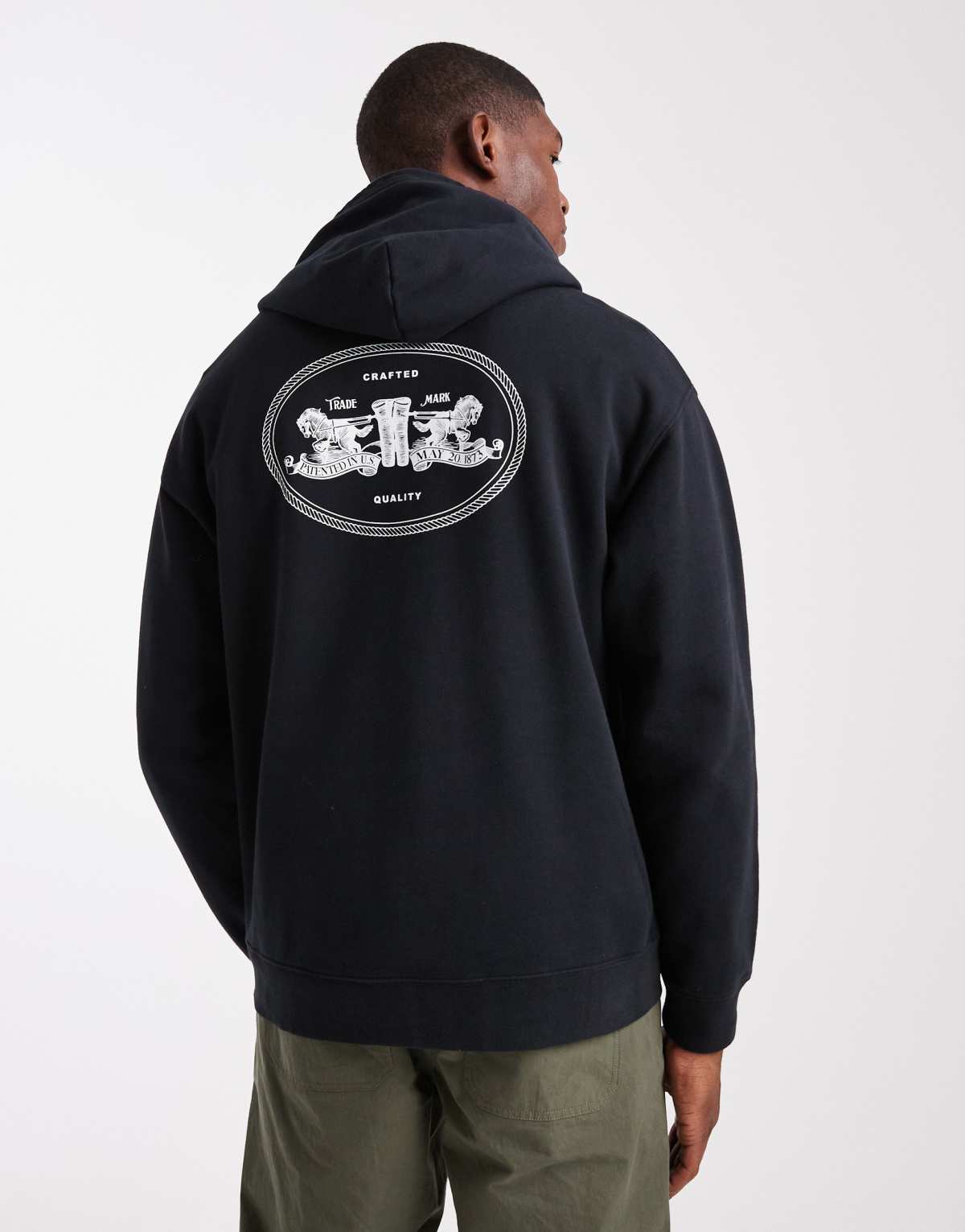Levi's 2 horse logo back print relaxed fit hoodie in black