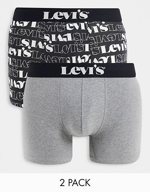 Levi's 2 pack all over print trunks in grey and black
