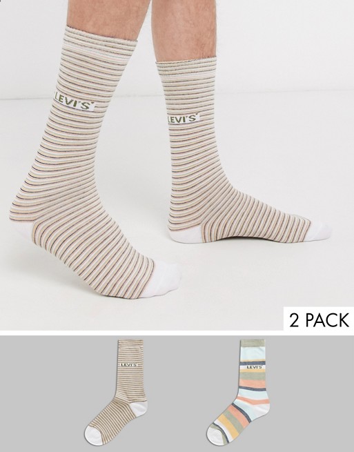 Levis 2 pack crew stripe socks
